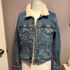 Pistola Blue Denim Jacket with Cream Sherpa Collar